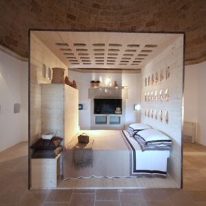 prospettiva di una camera da letto al castello di Corigliano D'Otranto